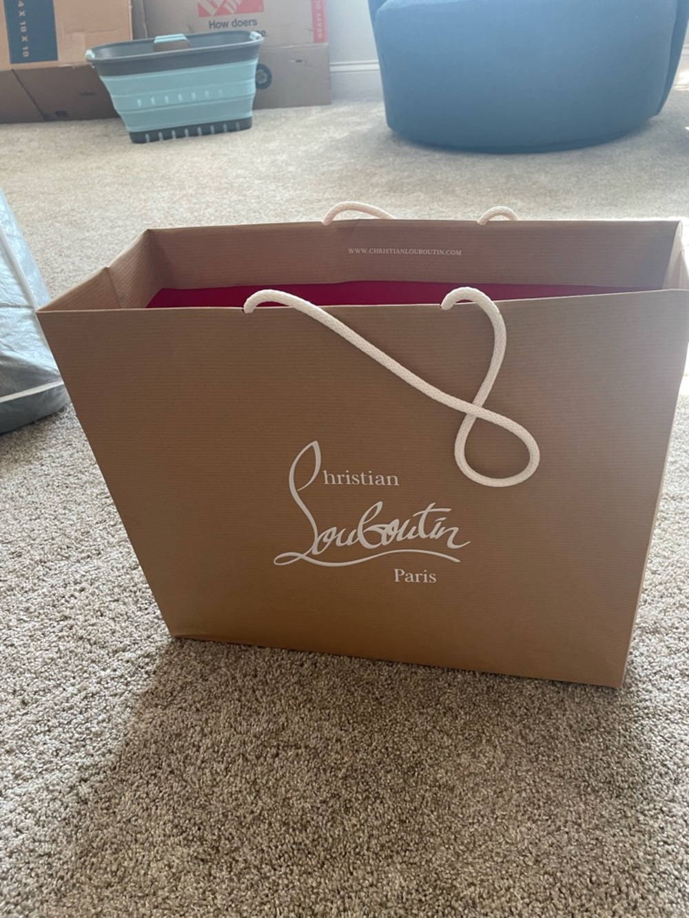 Christian Louboutin Tan Shopping Tote with Red Interior